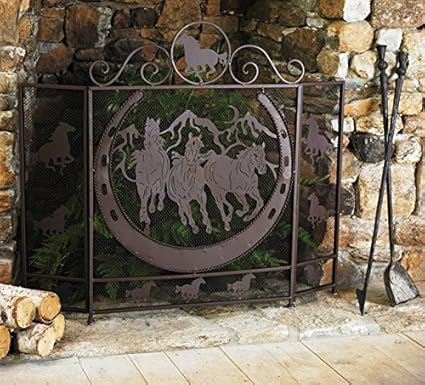 Amazon Com Black Forest Decor Running Horses Fireplace Screen