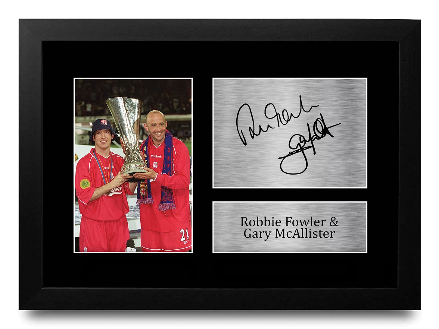 HWC Trading FR A4 Robbie Fowler & Gary McAllister Liverpool Gifts Printed Signed Autograph Picture for Football Fans and Supporters - A4 Framed