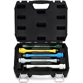 RIMKOLO 1/2" Drive Torque Limiting Extension Bar Set, 5-Piece Impact Torque Limiter Set with 8 Inch Color-Coded CR-MO Torque Sticks 65 to 140 Ft-Lbs for Locking Lug Nuts