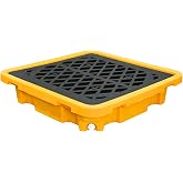 LYAYAN Spill Containment Pallet - Anti-Slip Leakproof Detachable Plastic Tray with Drain for Industrial Use (1 Pc, 26.4 x 26.4 x 6 in)