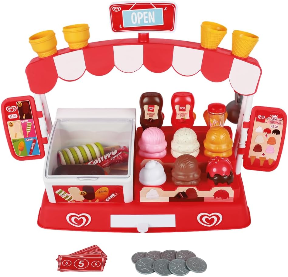 Casdon Walls Ice Cream Parlour Playset - 35+ Pieces, Freezer & Money