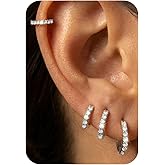 4 Pairs Gold Hoop Earrings for Women Trendy Small 14k Gold Plated Huggie Earring Set,Huggie Earrings Multiple Piercing Hypoallergenic Chunky Open Hoops Cartilage Earrings Jewelry Gifts for Women