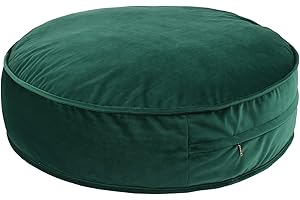 YIUOR Round Floor Pillow Cover Velvet Throw Seating Pouf Yoga Meditation Cushion Plush Case Reading Room Decor Cover Only (25.6IN, Green)