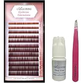 Alluring Dark Brown Brow Eyebrow Extensions, Clear Glue &amp; Tweezers Kit