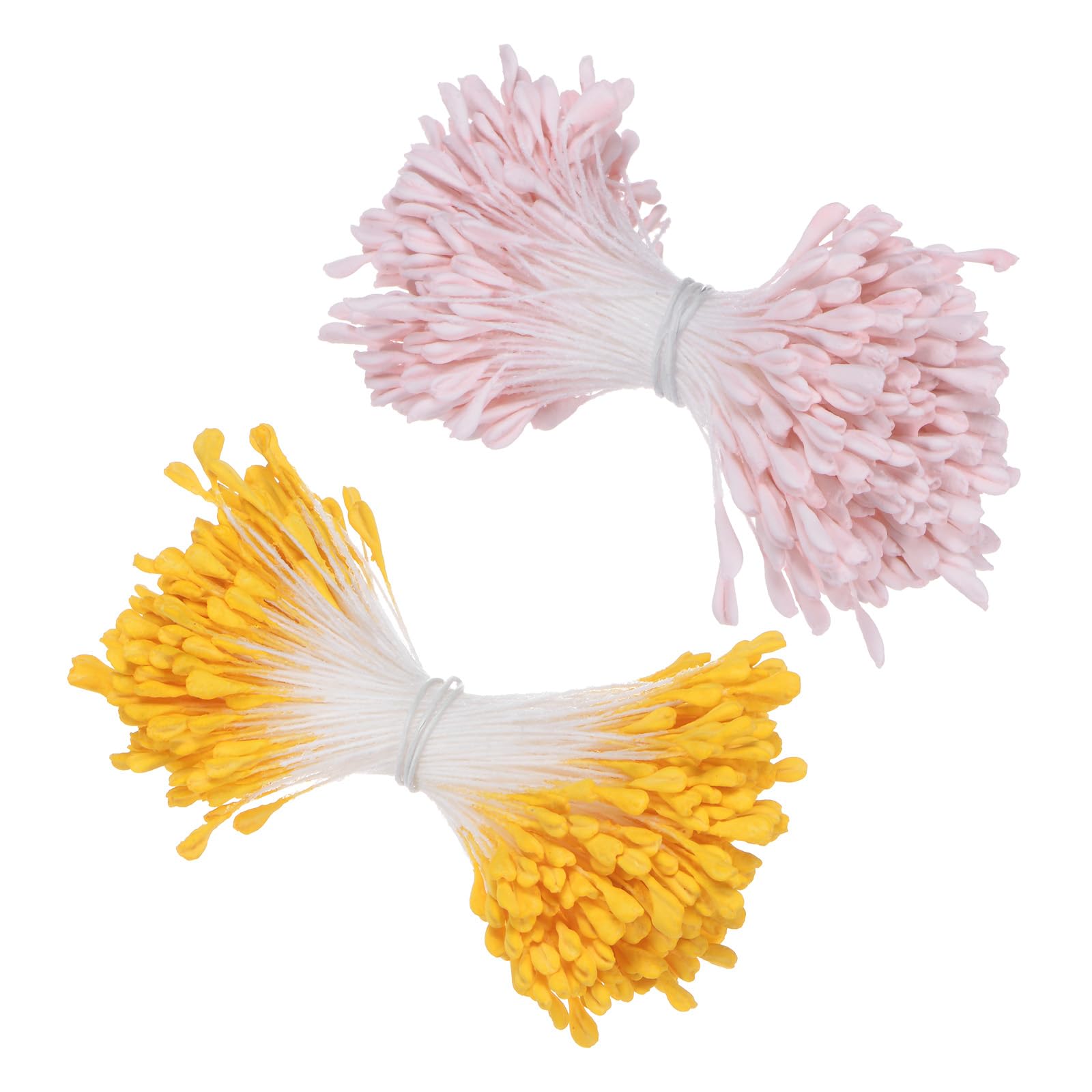 M METERXITY 680-Pack Artificial Flower Stamen Kit, 3mm Mini Double Heads Flower Stamens Pistil, Stamens for Flower Making/Craft DIY Wreaths/Wedding Floral Arrangements [Pink Orange]