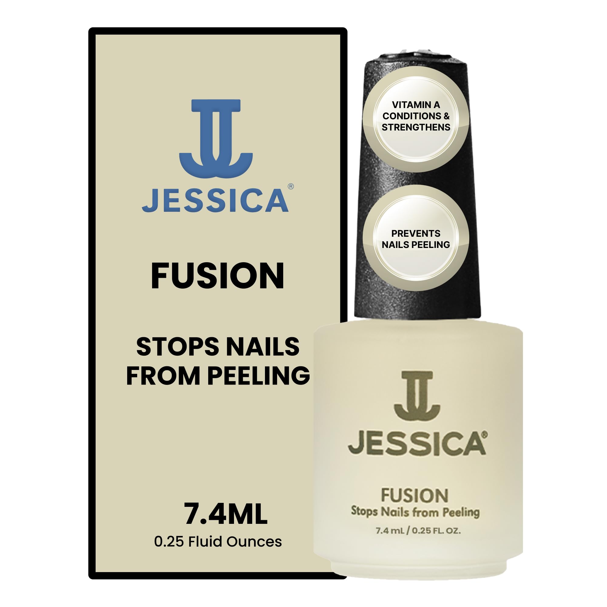 JESSICA Fusion Base Coat, Nail Varnish for Peeling Nails, Conditions and Strengthens with Vitamin A, 7.4ml