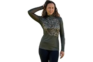 EQUESTRIAN ARTISANS Equestrian Sun Shirt for Women -Ladies Long Sleeve Horseback Riding Base Layer Shirt - English and Dressage Horse Riders Gift