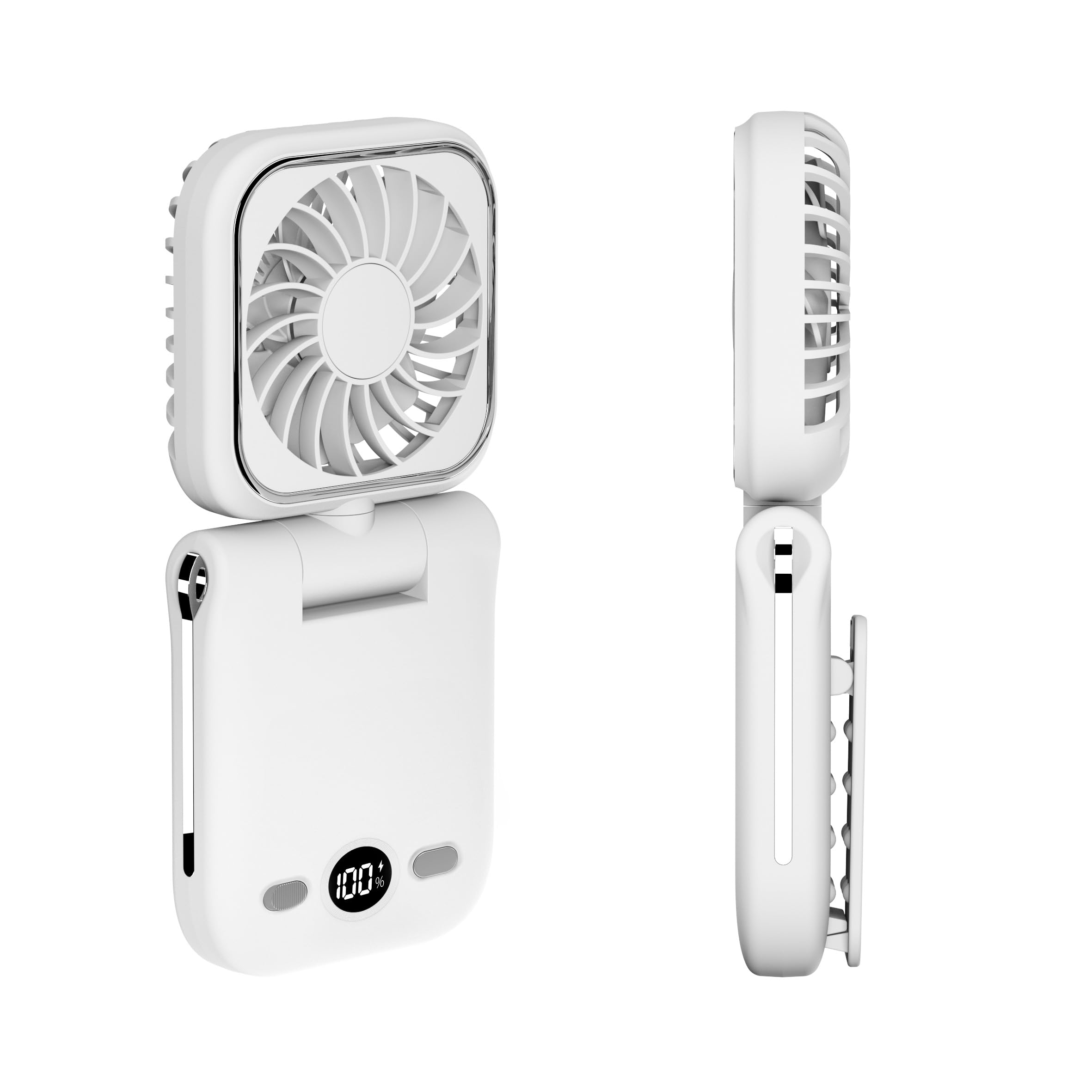 Photo 1 of onovatpol Mini Portable Handheld Clip On Rechargeable Personal Hand Fan with LED Display, Pocket Battery Operated 100 Speeds Adjustable Small Fan for Travel/Outdoor/Concerts/Lash/Makeup/Gift(white)