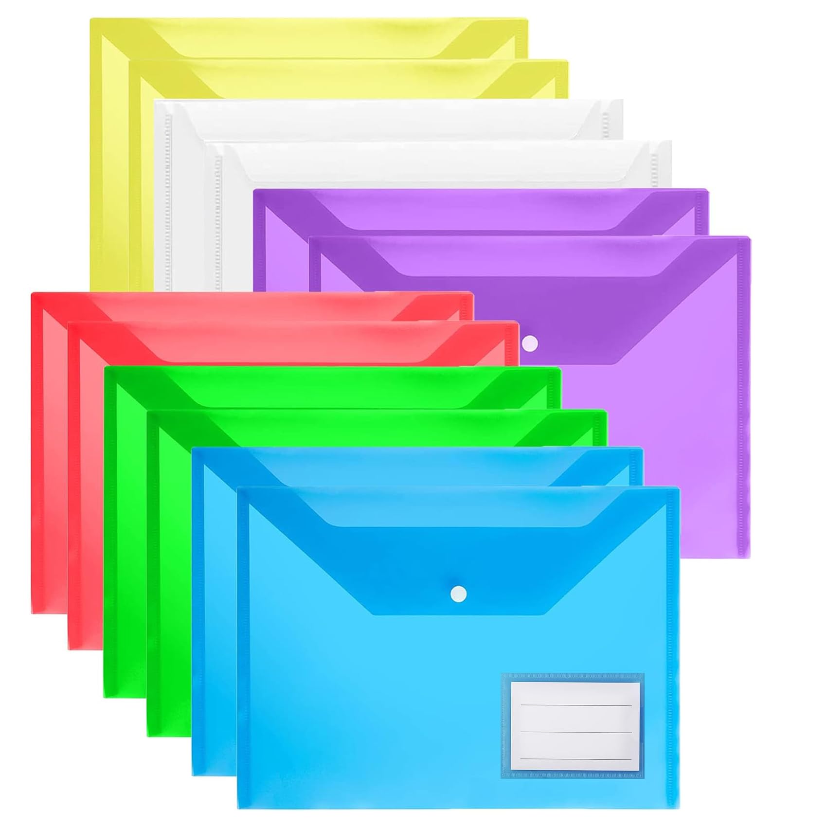 24Pack Plastic Wallets Folders - A4 Plastic Folders Document Folder Wallet Popper Wallets with Label Pocket, Assorted