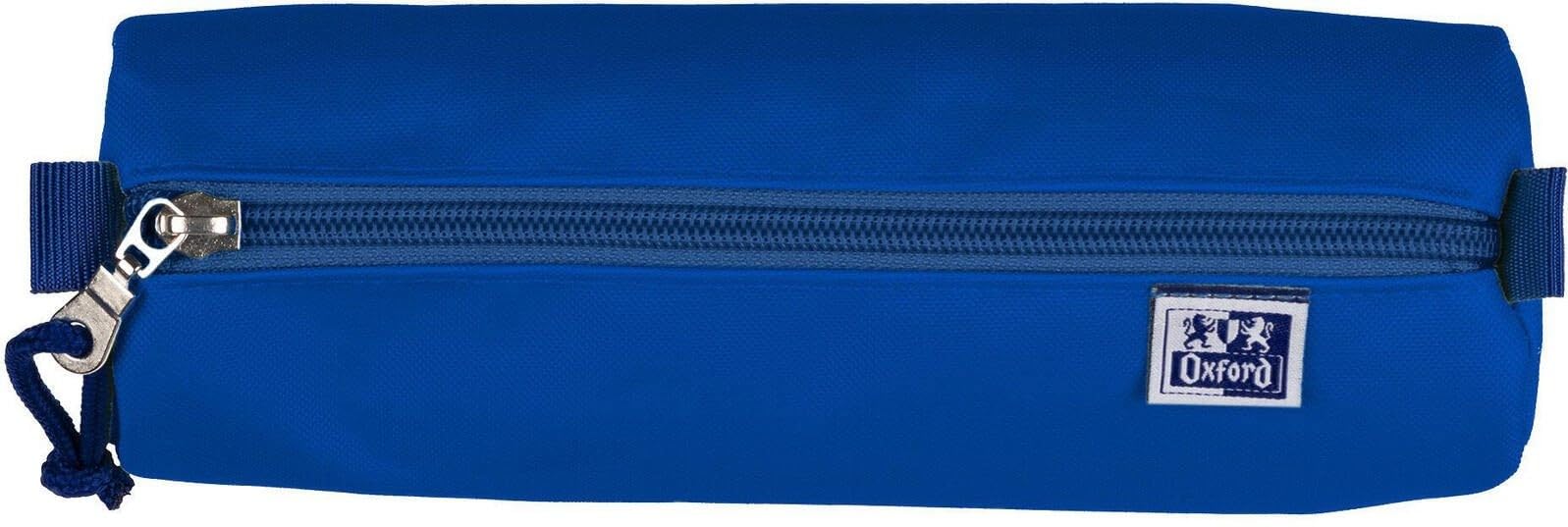 Oxford Pencil Case for Girls and Boys Diameter 7 cm Round Large Durable Blue