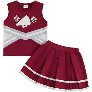 Twinklesweetie Toddler Baby Girl Cheerleader 2Pcs Summer Outfit Sleeveless Tank Tops and Pleated Skirt Set
