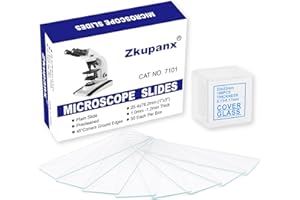 Zkupanx Blank Glass Microscope Slides and Covers - Ground Edges & 45° Clipped Corners, High-Clarity, Pre-Cleaned, 50 Slides & 100 Coverslips, Microscope Accessories for Experiments & Analyses