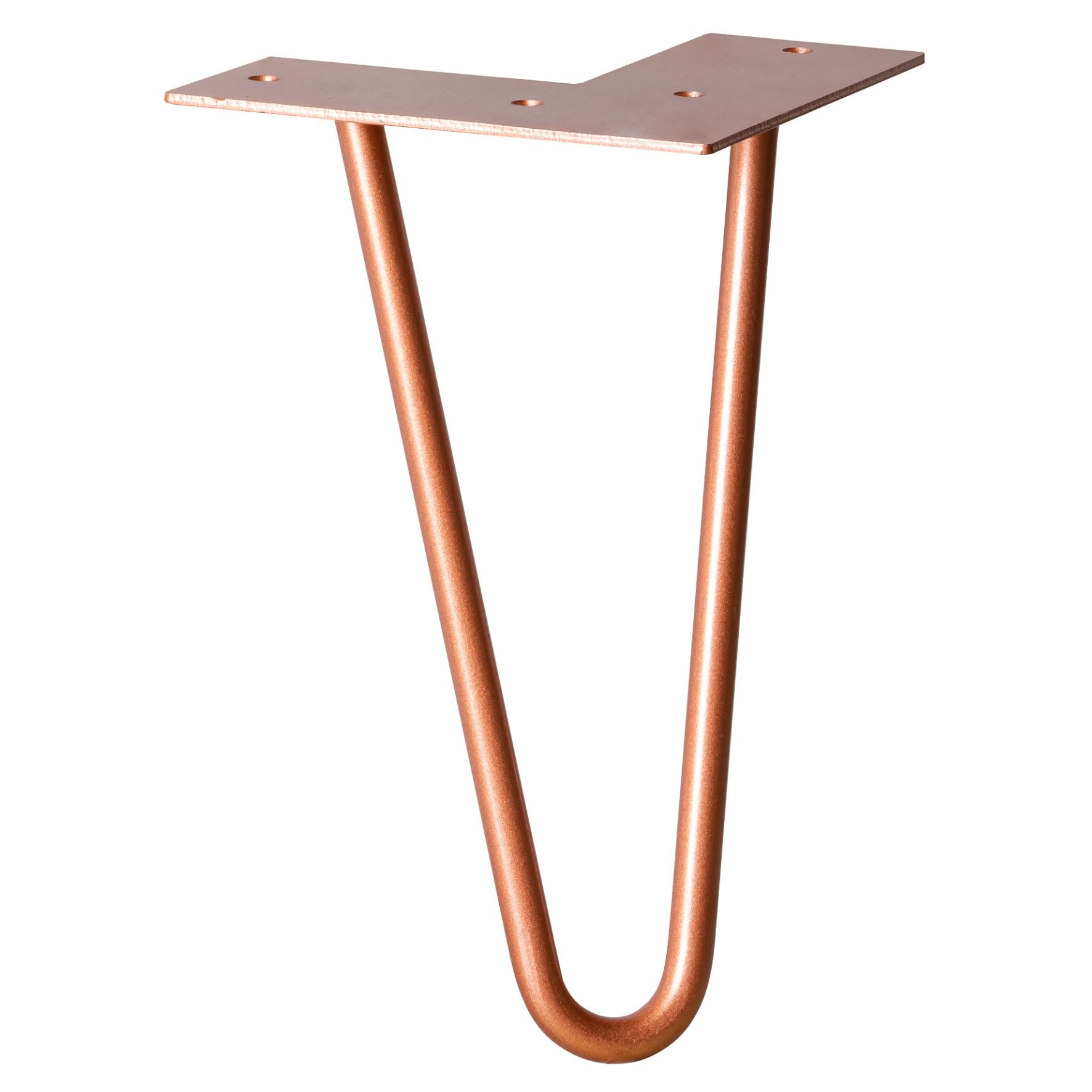 WAGNER furniture leg/table leg/furniture foot - HAIRPIN LEG - retro style - steel powder coated copper, 12 x 12 x 20 cm, leg conical/sloping, with integrated screw-on plate - 12822401
