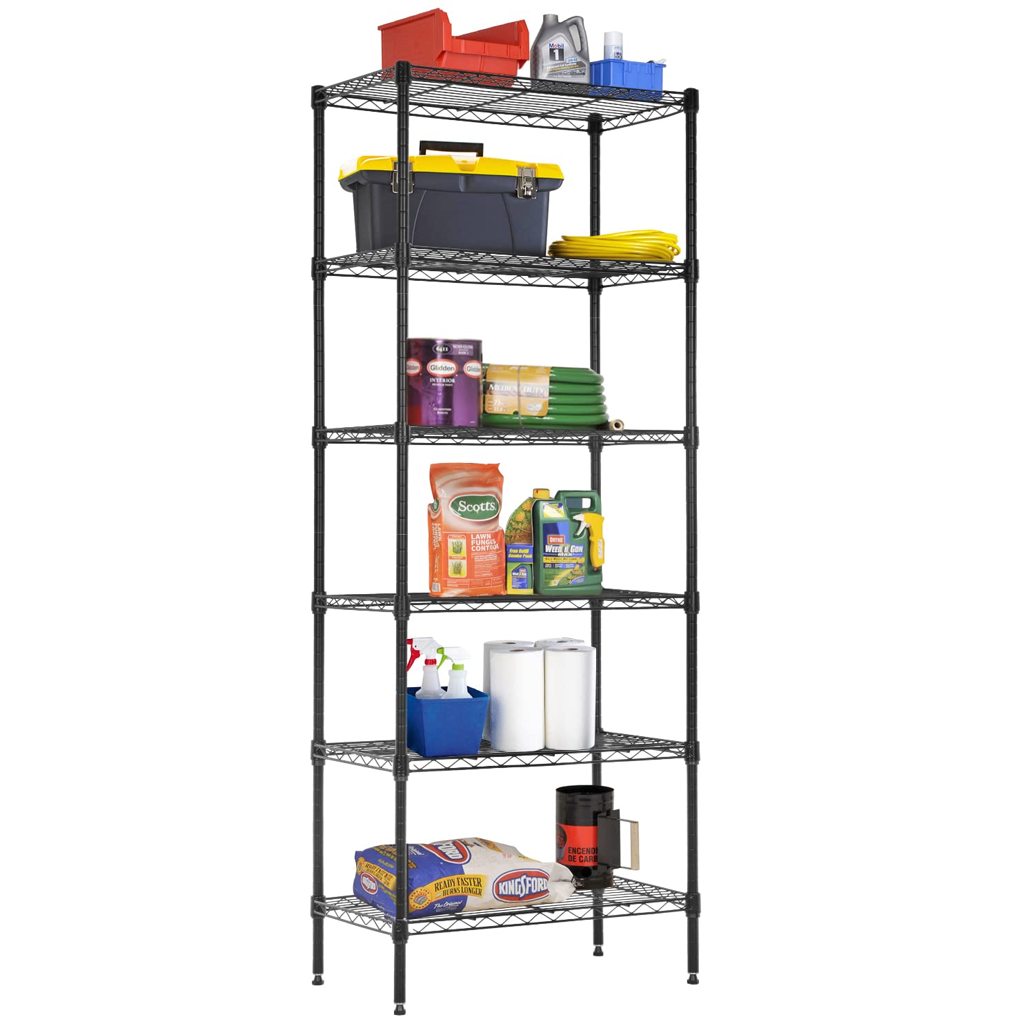 BestOffice Adjustable Wire Shelving Storage Shelves Heavy Duty Shelving Unit for Small Places Kitchen Garage (Black, 13 D x 23 W x 59 H) Image