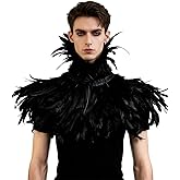 L'VOW Gothic Black Feather Shrug Cape Shawl Halloween Costume for Men