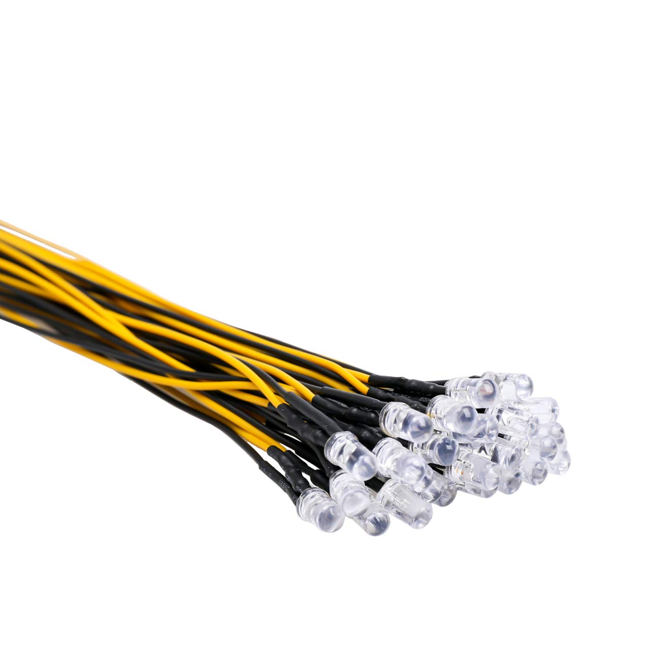 thumbnail interactive-video image 1 of 20 Pack 12v 0606/0603 Yellow/Gold Flashing SMD Pre-Wired LEDs - 15cm Wires, Clear Lens, USA Made 1 of 6