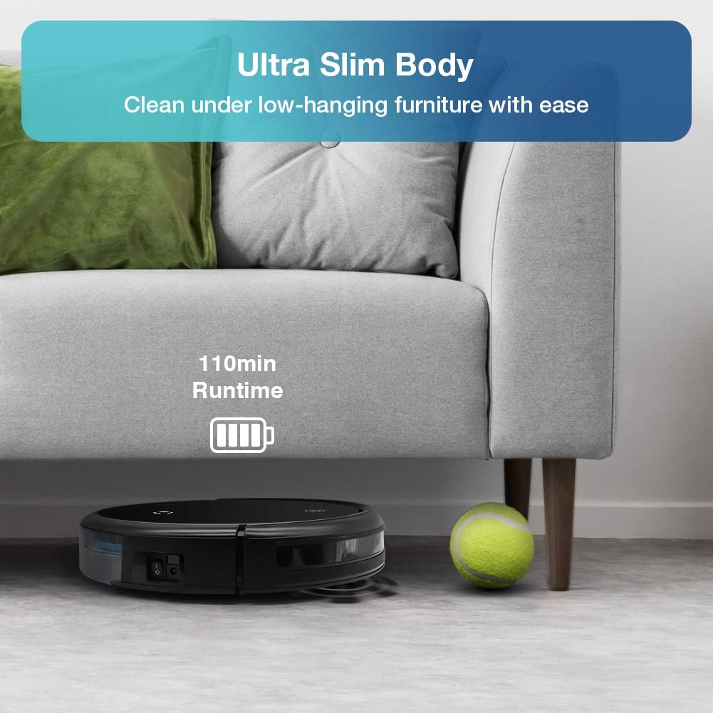 Yeedi K600 Robot Vacuum Cleaner with Turbo Mode Suction Up to 1500Pa, Self-Charging, Quiet Cleaning for Pet Hair, Hard Floors and Carpets, Up to 110 min Runtime -