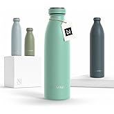 LARS NYSØM Stainless Steel Insulated Water Bottle 12oz 17oz 25oz 34oz 51oz | Insulated Thermo Flask for Hot and Cold Beverages | Leakproof Drinking Bottle (Aqua Turquoise, 17oz)