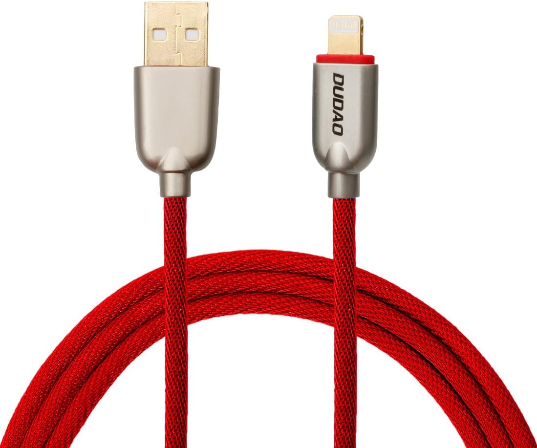 DUDAO 3.3FT Lightning Cable - Nylon-Braided Data Charger USB Charging Cord MFi Certified Compatible with iPhone X / 8 / 8 Plus / 7 / 7 Plus / 6 / 6 Plus / 6s/6s Plus/5 / 5S /5C/SE/iPad and iPod Red