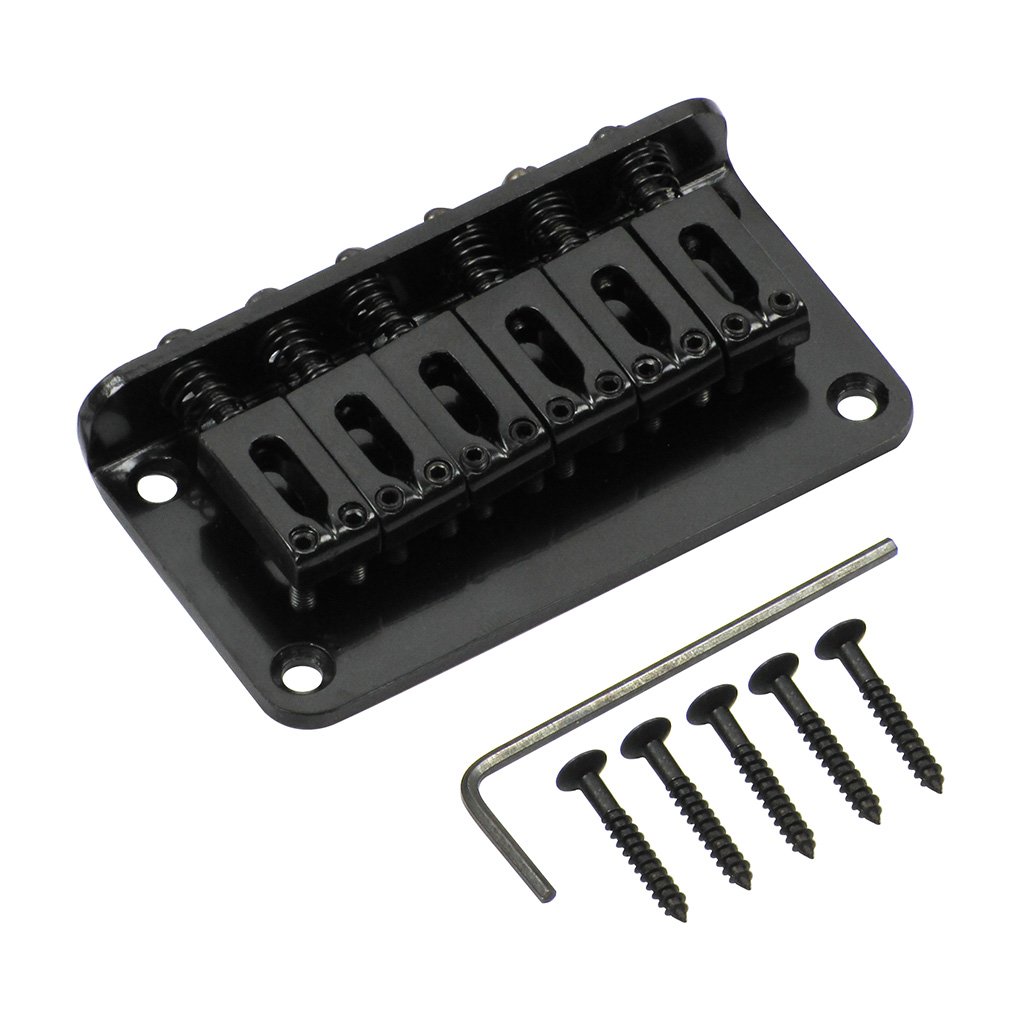 78MM Metal Fixed Hardtail Saddle Electric Guitar Bridge Top Load Tailpiece for 6 String Fender Strat Tele Guitar, Black