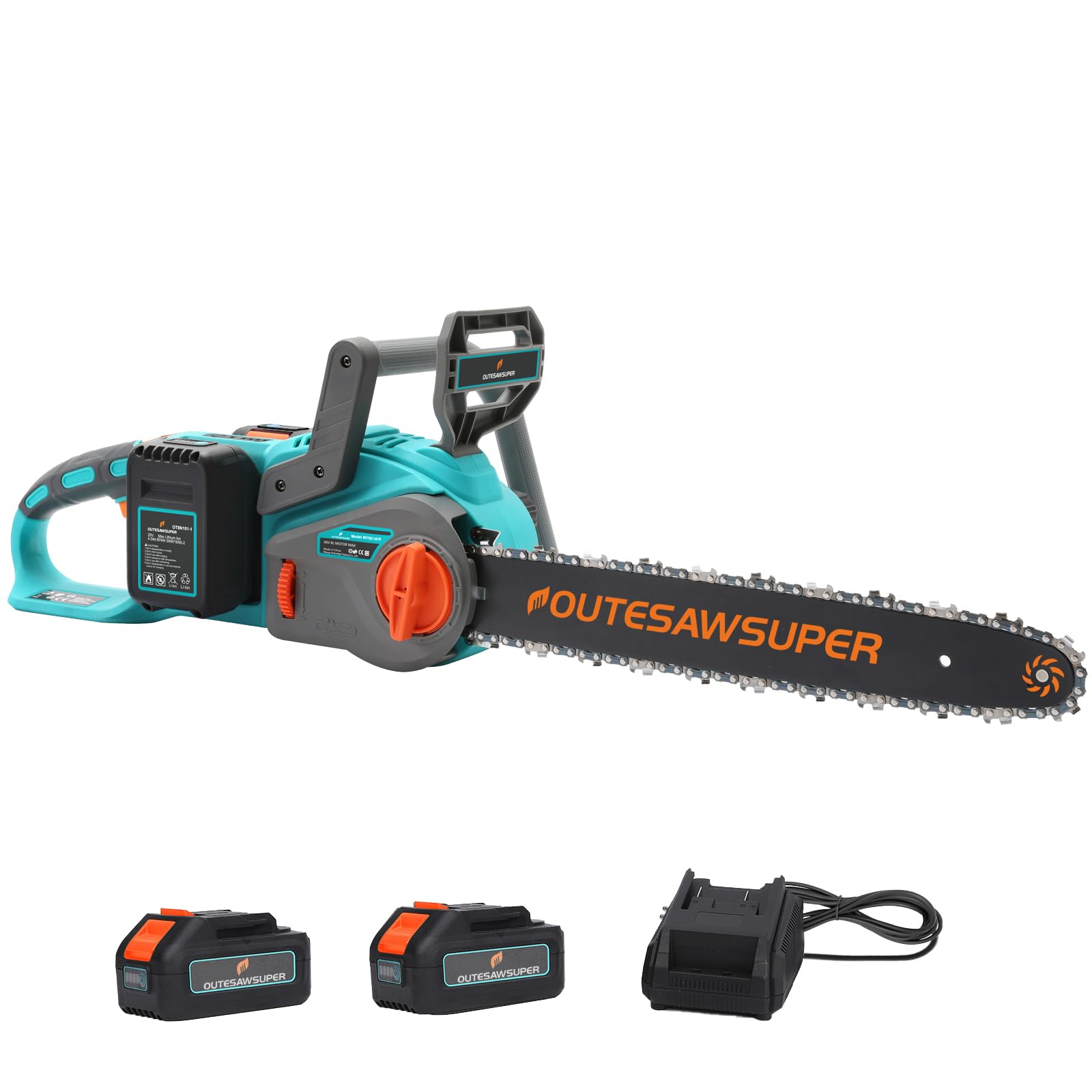 Photo 1 of 16-Inch Electric Chainsaw Cordless, Battery Powered Chainsaw with Brushless Motor, 2 * 20V DC 4Ah Batteries and Charger, Automatic Chain Refueling for Wood Cutting And Tree Trimming