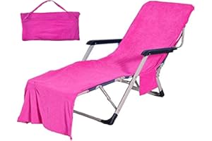 VOCOOL Double Layer Chaise Lounge Pool Chair Cover Beach Towel Fitted Elastic Pocket Won't Slide 85" L x 30" W-Pink