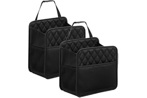 LXUNYI Car Organizer Back Seat, 2 Pack Waterproof Pu Leather Car Seat Storage Bag Large Foldable Universal Hanging Car Seat B