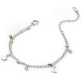 KatchOn, Elegant Star and Moon Bracelet - Adjustable, 9.1 Inches | Silver Charm Bracelet for Women | Stainless Steel Bracelet, Valentines Day Gifts for Her, Girlfriend | Birthday Gifts for Women