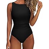 SUUKSESS Women One Piece Ruched Swimsuit Tummy Control Backless Bathing Suit