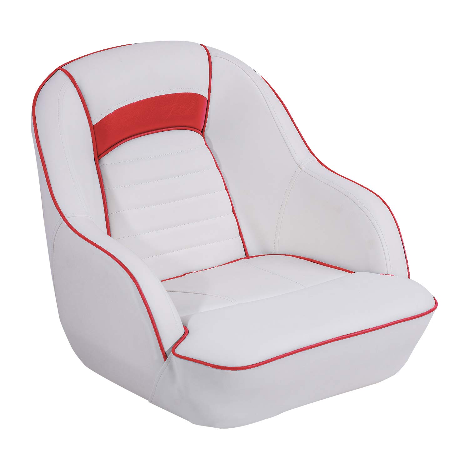North Captain Pontoon Boat Seat Captain Bucket Boat Seat,White/Red Best