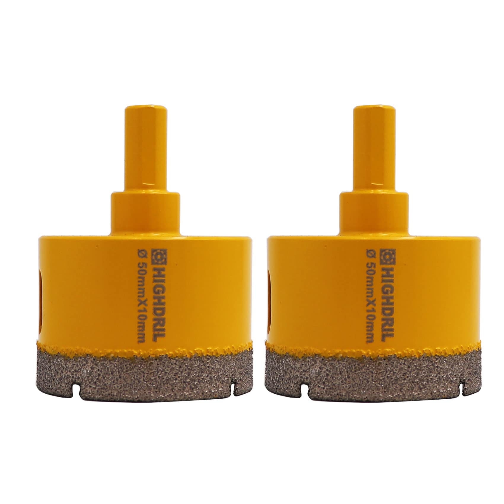 HIGHDRIL 2Pcs Diamond Core Drill Bit,Diameter 50mm Vacuum Brazed Hole Saw for Concrete Granite Marble Glass Porcelain Tile Masonry Brick,Triangle shanks