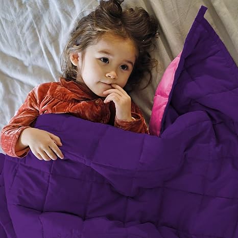 ZonLi Small Weighted Blanket 5 lbs(36''x48'', Pink/Purple), Cooling