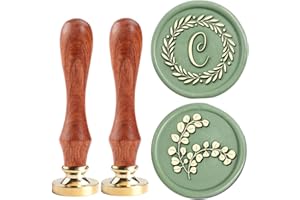 YOLAKIS Initial C Wax Seal Stamp Olive Alphabet C Sealing Stamp and Eucalyptus Wax Stamp Brass Head Decorate Christmas Cards Envelope Gift Wrap Wedding Theme Party Invitation (C)