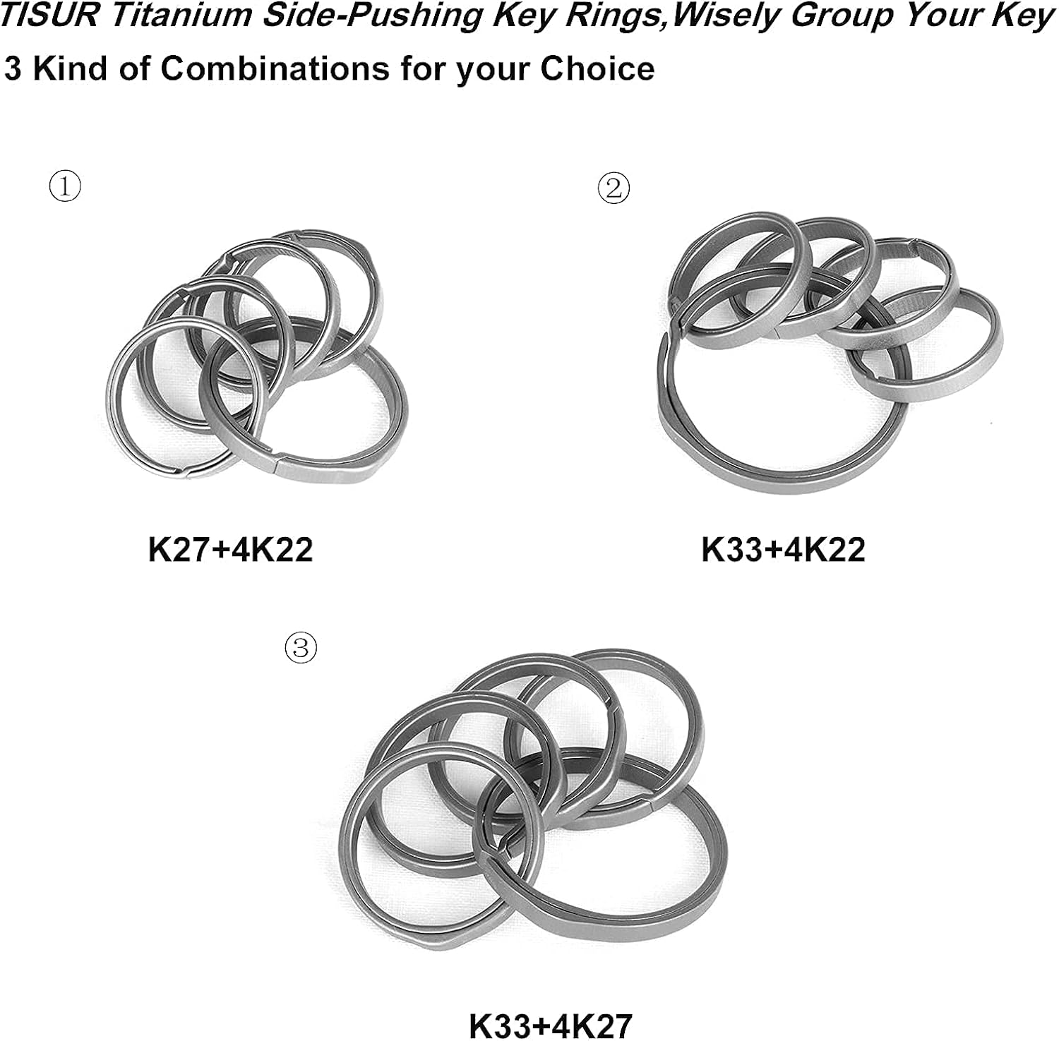 TISUR Titanium Side-Pushing Key Rings, Wisely Group Your Key, 3 Size Choices at  Men’s Clothing store