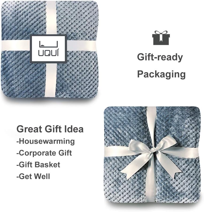 U UQUI Soft Full Size Fleece Bed Summer Blanket 300 GSM Warm Cozy Microfiber Fuzzy Lightweight All Season Blankets for Couch Travel Sofa,Blue 70x78 inches: Home & Kitchen