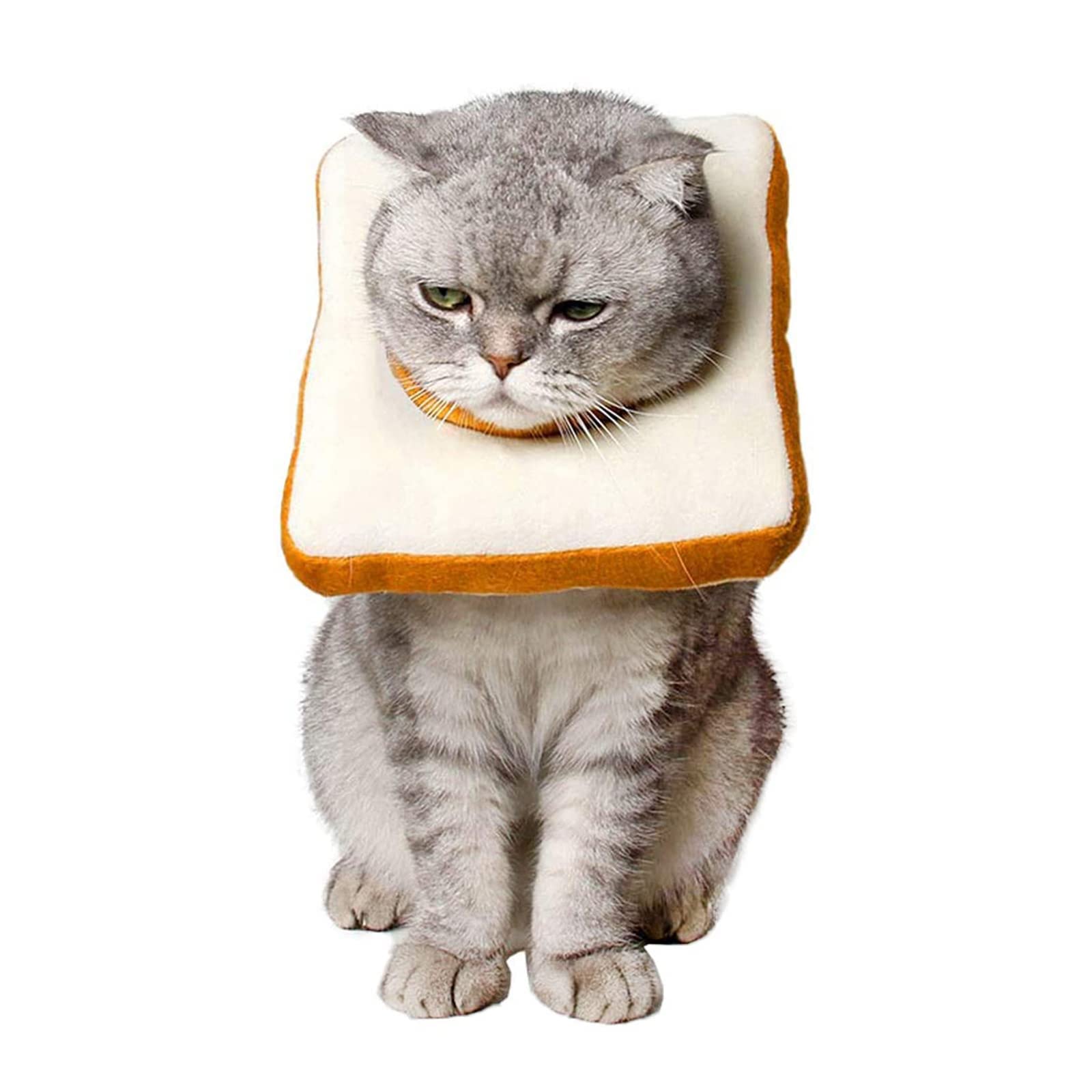 Amakunft Adjustable Cat Cone Collar Soft, Cat Recovery Collar, After Surgery Neck Cone,Elizabethan Collar for Kitten (Neck:5"-10") (Toast, S)