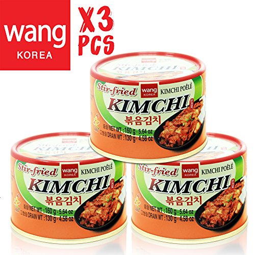 Korean Stir Fried Kimchi, Authentic Canned Napa Cabbage Original Tasteful Stir-Fry Kim Chi, Vegan Gluten Free No Preservatives - 5.64 oz/can (3 Count)