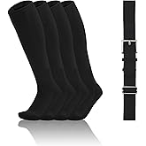 QBK Toddler Baseball Socks And Belt Youth Softball Tee Ball Combo Set for Boy Girl (2 Pairs of Socks & 1 Belt)