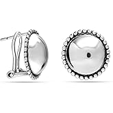 LeCalla 925 Sterling Silver Large Omega Back Earrings for Women | Pierced Ear Clips Stud Earring Gift for Her, Wife or Girlfriend | Classic Omega Back Stud Earrings Jewelry for Daily Wear or Special Occasions