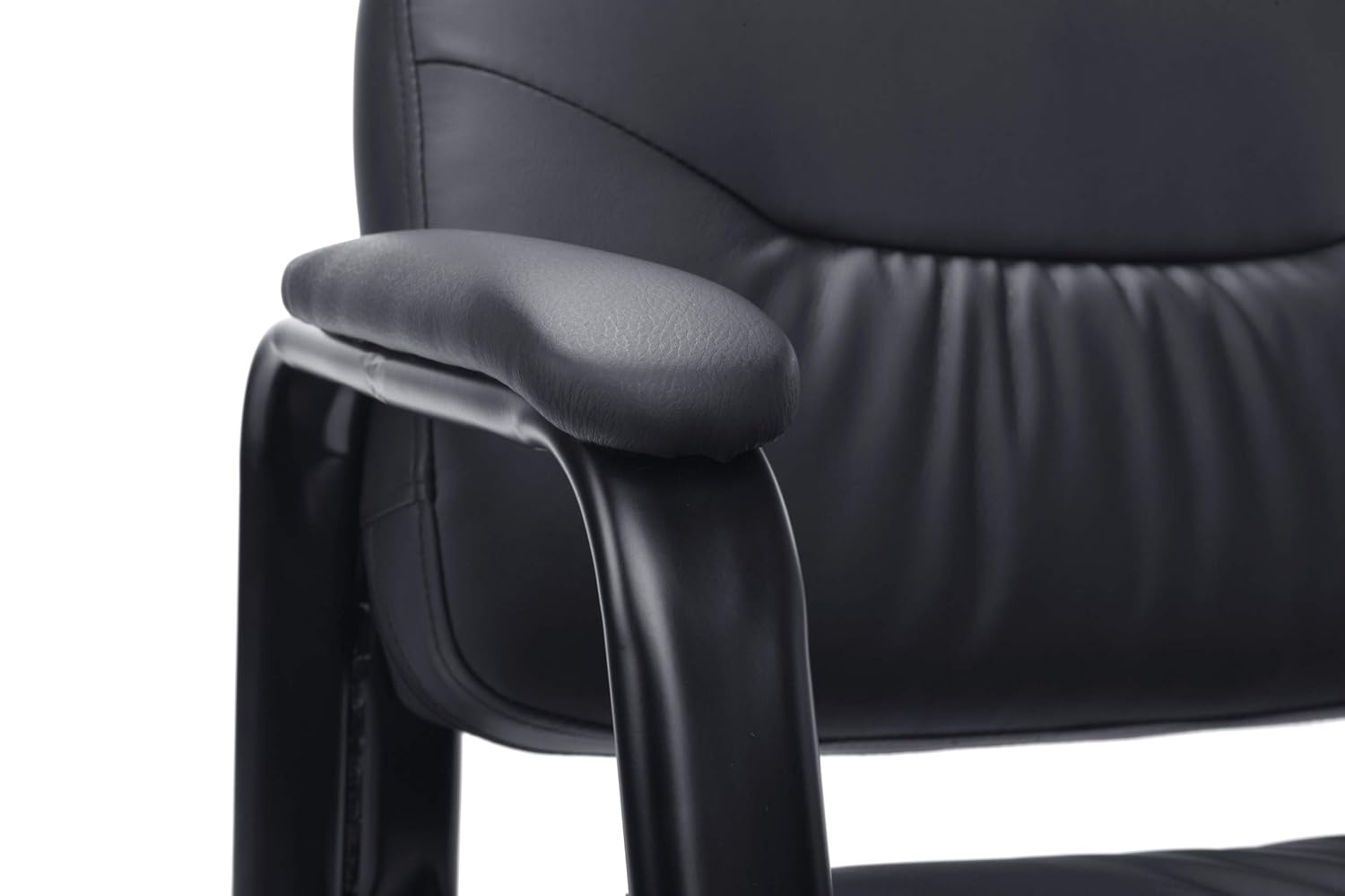 OFM ESS Collection Bonded Leather Executive Side Chair with Sled Base, in Black (ESS-9015): Furniture & Decor