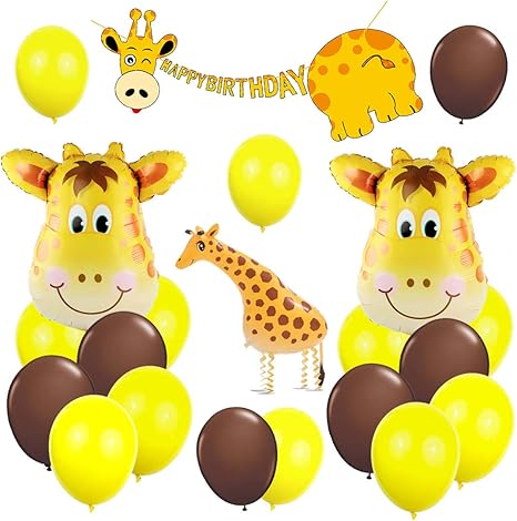 Giraffe Balloons Happy Birthday Banner