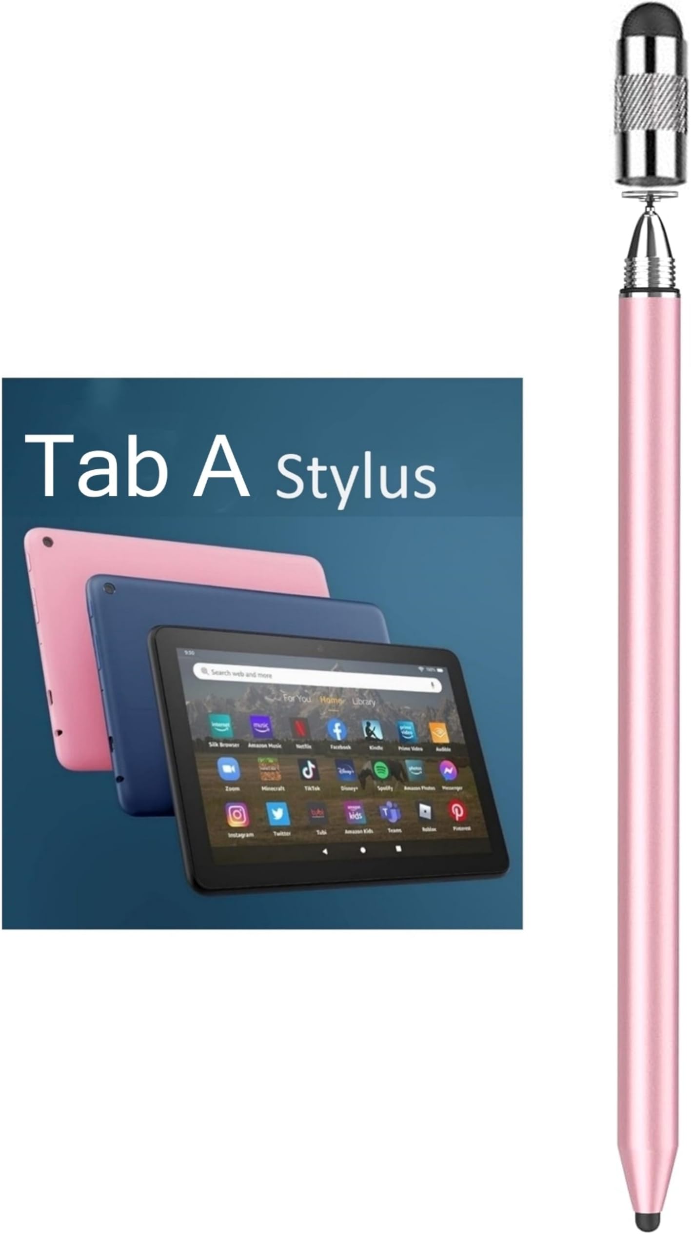 Photo 1 of 3-in-1 Stylus Pen for Samsung Galaxy Tab A9+ Plus/A9/A8/A8 Plus/A7/A7 Lite, High Sensitivity & Precision Capacitive Pencil for iPad Pro/iPhone/Fire/Surface Tables All Touch Devices (3 in 1 Rosegold)