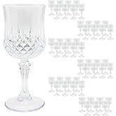 Veiuwa 48 PCS Plastic Wine Glasses Clear,Reusable Plastic Wine Glasses,White Goblet Glass,Durable and Sturdy Cups Can Be Used for Various Parties Such as Weddings!
