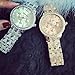 Happy Hours - Unisex Classic Alloy Round Geneva Crystal Rhinestone Leisure Quartz Wrist Watch Golden