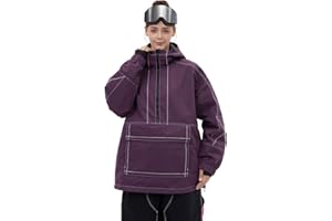 SNOWVERB Womens Mens Baggy Snow Insulated Jacket Winter Waterproof Cargo Pocket Windproof Snowboarding Jacket with Hood
