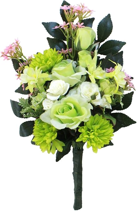 Amazon 山久 造花 仏花 ローズとマムの爽やかな花束 一本 06 6538 S Ct触媒 造花 シルクフラワー お彼岸 お盆 お仏壇 仏花 洋風 お墓 花 お供え 造花 オンライン通販