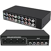 Component AV Video Switch Box 4 in 1 Out, BolAAzuL 4 Port 5 RCA YPbPr Cable RGB Component AV Switcher Selector Converter 4-Wa