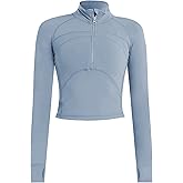 UANEO Long Sleeve Cropped Workout Tops for Women Gym Yoga Athletic Tops 1/2 Zip Jackets