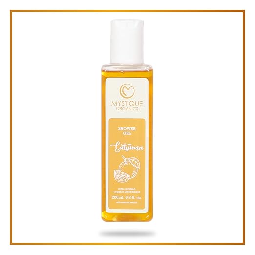 MYSTIQUE ORGANICS Paraben Free Shower Gel with Satsuma Extracts 200 ml / 6.8 Fl. Oz
