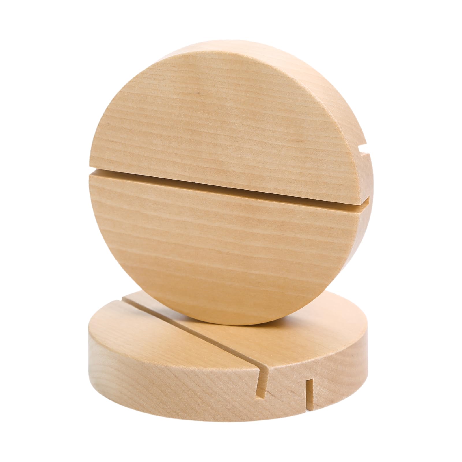 Photo 1 of UNIQOOO 6 Pack 4" Round Birch Wood Stands for Wedding Acrylic Sign, Wood Table Number Holders for 1/8 Thick Acrylic Sheets | Wedding Display Stand, Card Holder for Bar Menu, Retail Sign, Party
